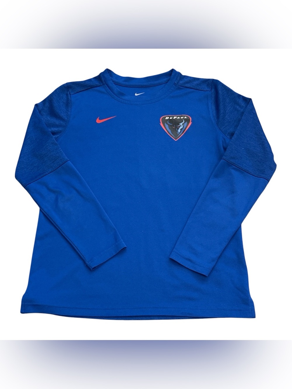 Nike DePaul Blue Demons NCAAW Basketball Dri Fit Long Sleeve T Shirt Womens M - Picture 1 of 10